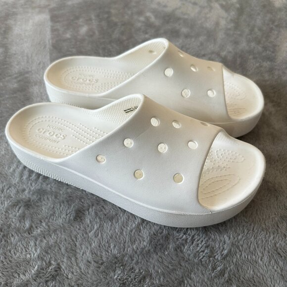 Crocs Sandals Classic Platform Slides White Women's size 9 - Picture 1 of 6